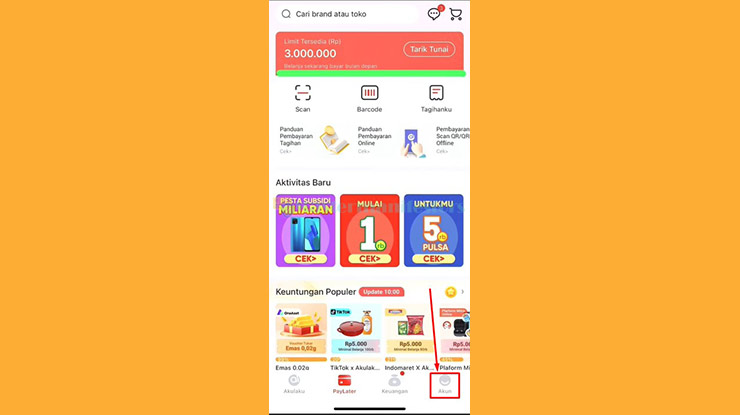 2. Masuk Menu Akun Akulaku