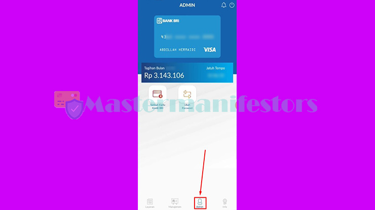 2. Pilih Menu Admin BRI Credit Card Mobile