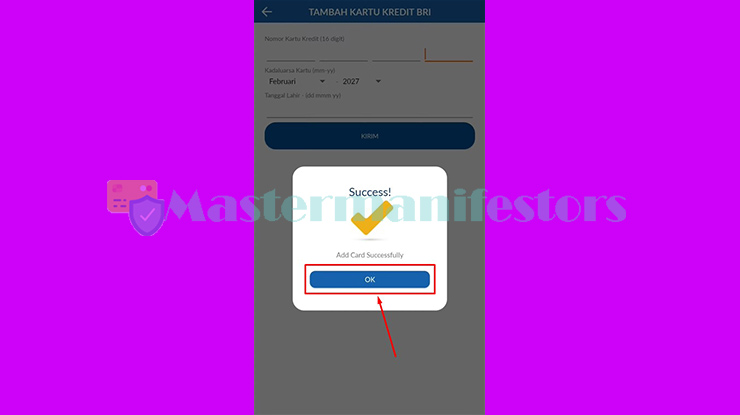 5. Informasi Keberhasilan Penambahan Credit Card