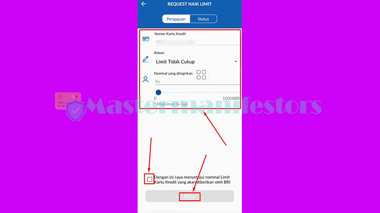 7. Atur Nominal Kenaikan Limit