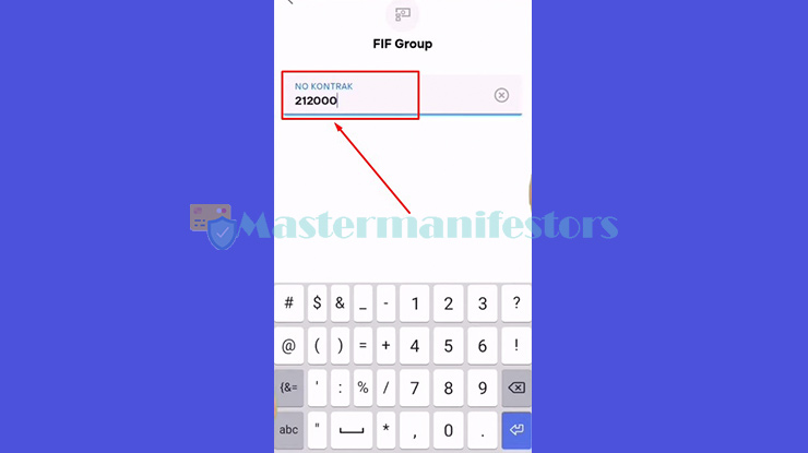 5. Masukan Nomor Kontrak Pembiayaan FIF