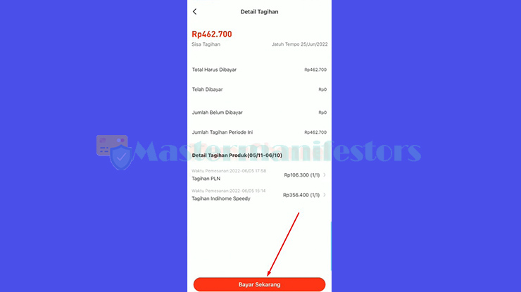 Apabila informasi rincian tersebut sudah sesuai silahkan tap Bayar Sekarang