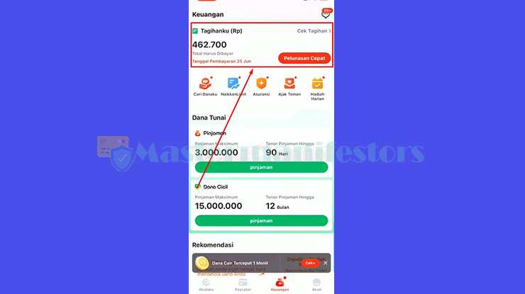 Selanjutnya tap menu Tagihanku di bagian atas tampilan