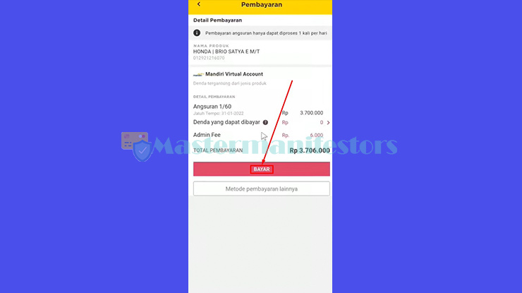 rincian bayar Angsuran akan muncul lagi di tampilan dan tap saja Bayar