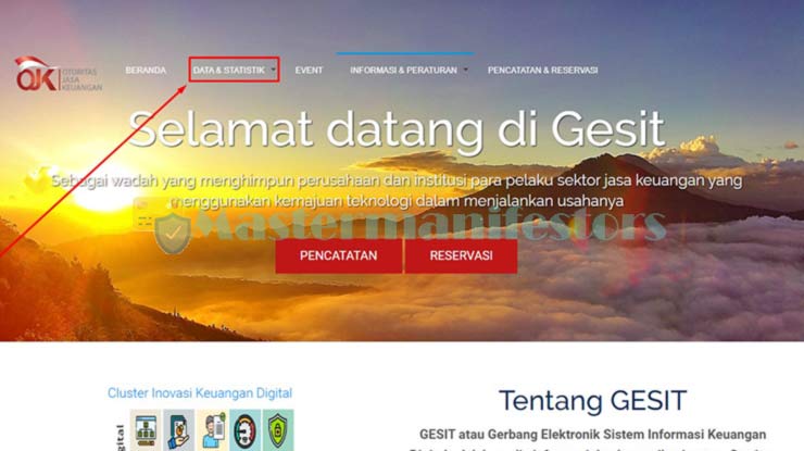 Klik tab menu Data dan Statistik di halaman beranda GESIT