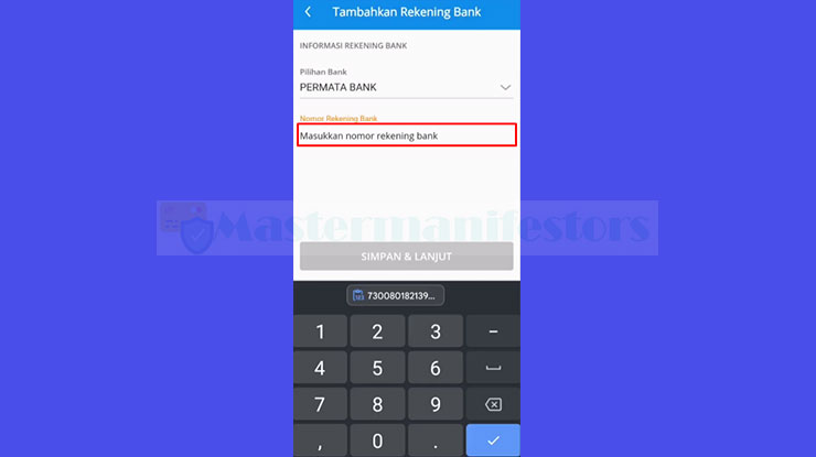 Masukkan Nomor Rekening