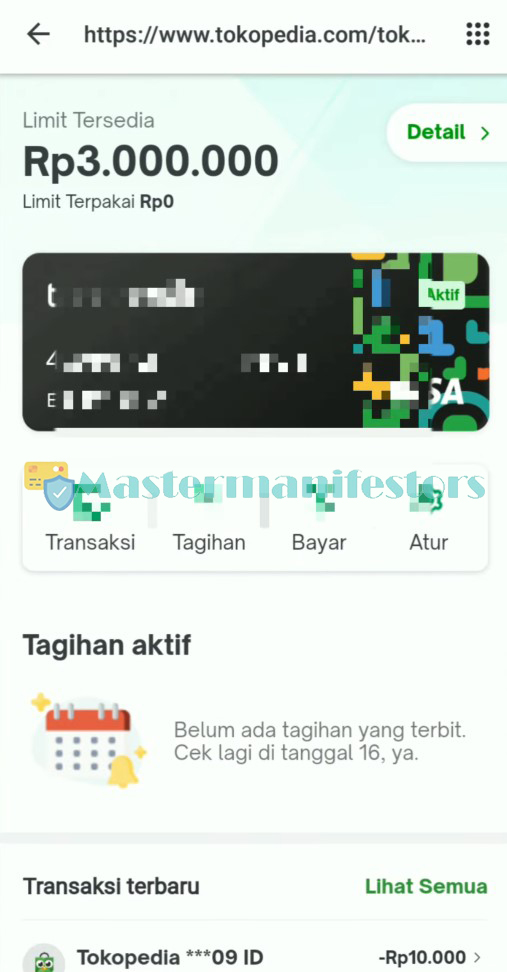 mengetahui limit tokopedia card