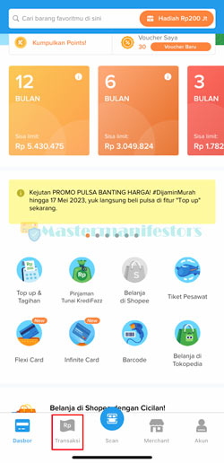 Pilih Menu Transaksi