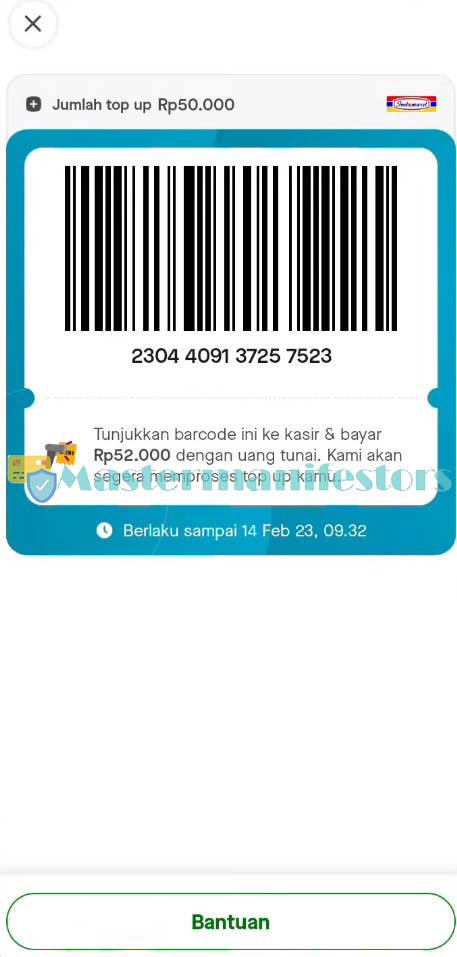 barcode isi ulang saldo