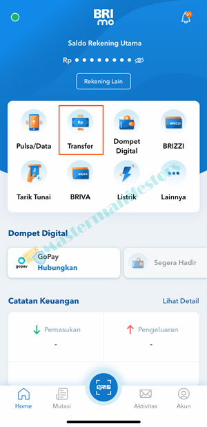 Masuk Menu Transfer