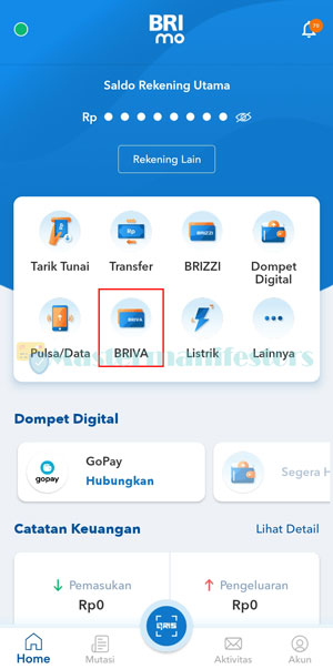 Masuk Menu BRIVA