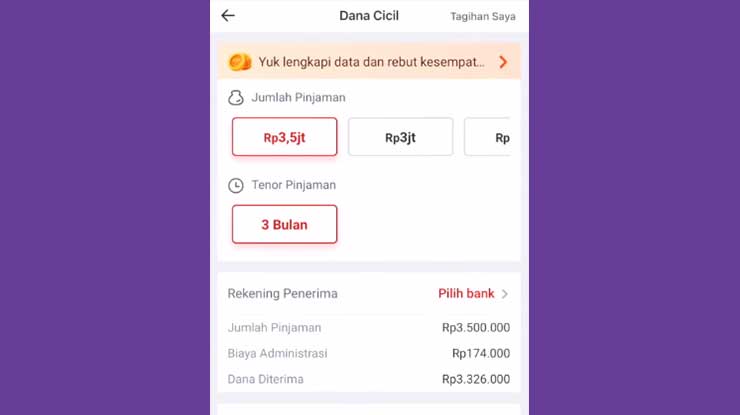 Limit Pertama Dana Cicil