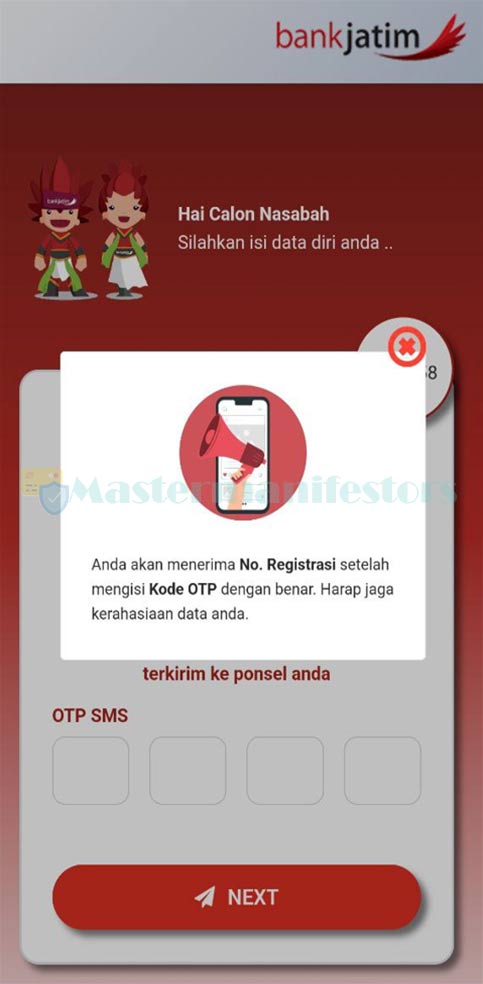 10. Masukkan Kode OTP Buka Rekening Bank Jatim Online