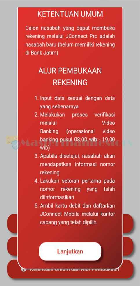 5. Baca Ketentuan Umum Buka Rekening Bank Jatim Secara Online