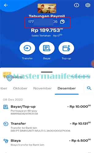 contoh nomor rekening mandiri di livin mandiri