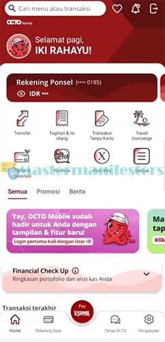octo mobile untuk cek nomor rekening