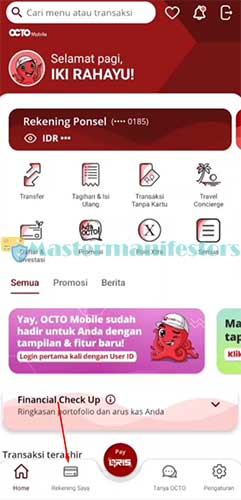 rekening saya di octo mobile